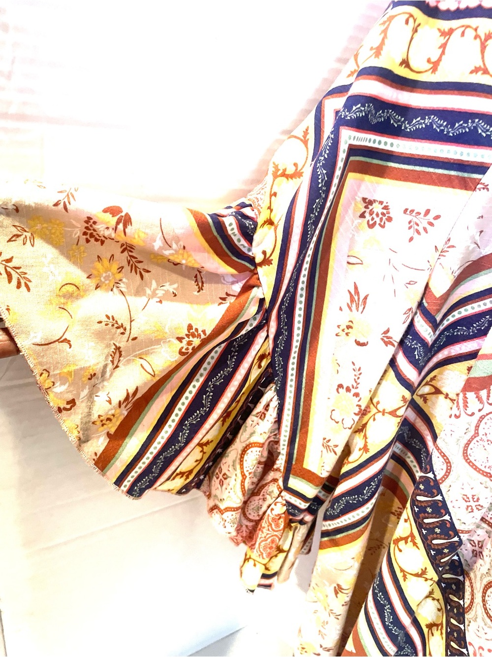 Boho Patchwork Peasant Blouse Flutter Sleeve XL | Cato - Picture 5 of 11